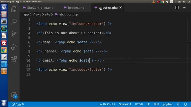 Learn CodeIgniter 4 Framework Tutorials #5 Passing Dynamic Data from Controllers to Views