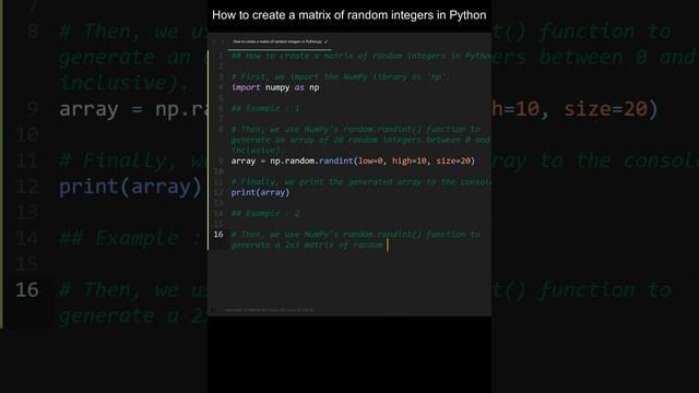 How to create a matrix of random integers in Python | Python Examples | Python Coding Tutorial