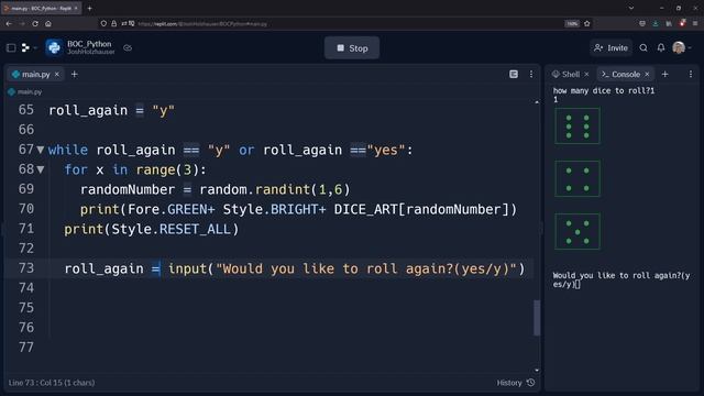 Beginner Python - How to use 'range' in For loop (Dice Roller Game Tutorial)