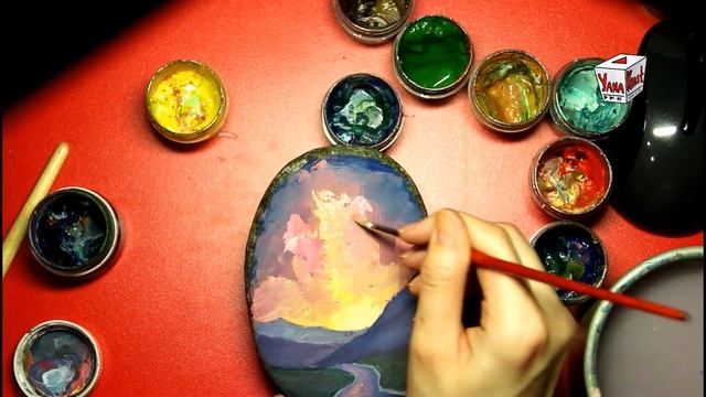 Роспись камней.Рисуем пейзаж на камне гуашью . Звездное небо смотреть онлайн