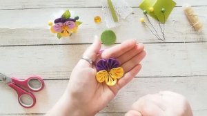 Анютины глазки - цветы из лент. Резиночки с цветами DIY | Pansies - flowers from ribbons.
