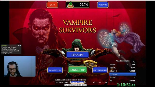 World record Speedrun All achievements - Vampire survivors - 2:20:42 v0.2.11 смотреть онлайн