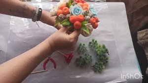 Собираю новогодний букет из мыла, Зимний букет, мыльный букет с мандаринами и шишками