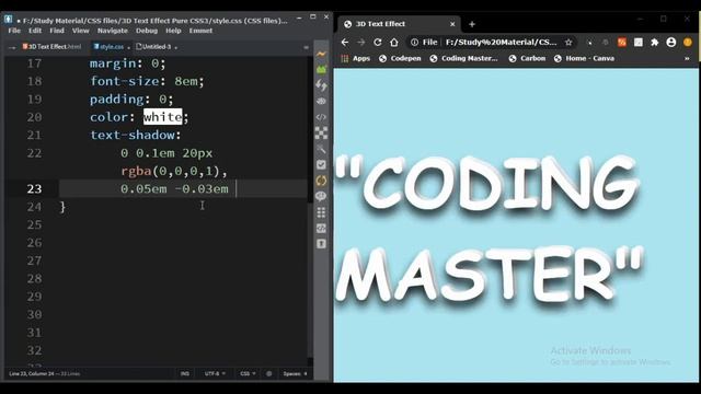 3D Text Effect Using ( Text-Shadow ) Property || HTML5 & CSS3 || Full Tutorial