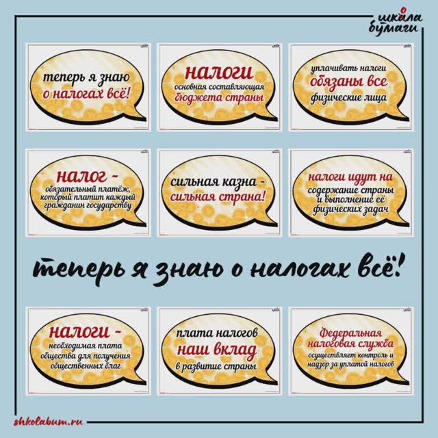 теперь я знаю о налогах всё - речевые облачка про налоговую систему