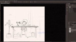 Concept art - part 1 '' Little girl studying''  ( rough sketch )