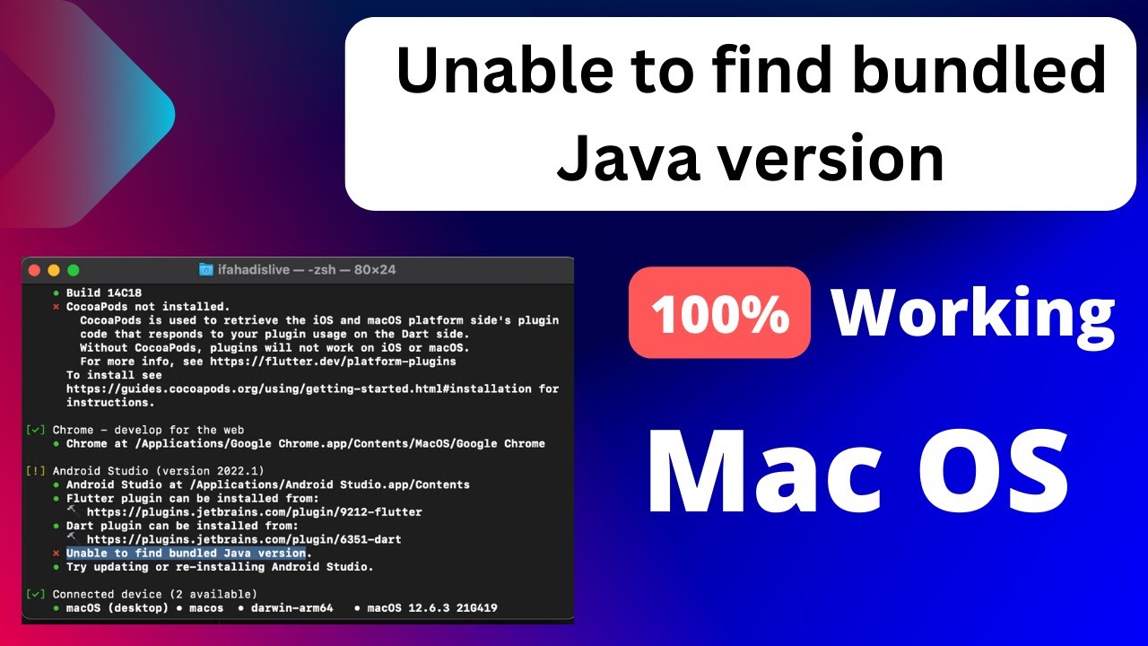 [SOLVED] Unable to find bundled Java version | Mac OS | Flutter Smashers смотреть онлайн