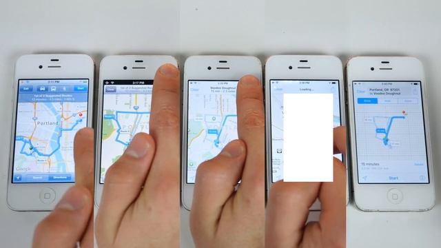 iOS 5 vs iOS 6 vs iOS 7 vs iOS 8 vs iOS 9 on iPhone 4S Speed Test смотреть онлайн