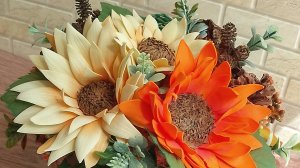 Яркая композиция с подсолнухами из фоамирана. Как сделать подсолнух из фоамирана