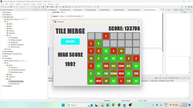 Simple Games with Java | Game 4: Tile Merge смотреть онлайн