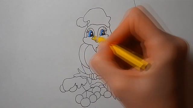 Как нарисовать зимний рисунок ПТИЧКА НА ДЕРЕВЕ/363/How to draw a BIRD IN a TREE