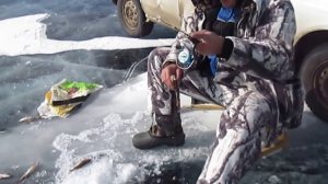 Рыбалка в Бурятии, озеро Гусиное, окунь на балду 20 03 2015