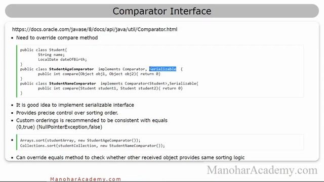 Java comparable vs comparator (manohar academy) смотреть онлайн