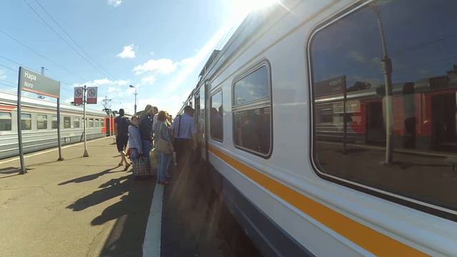 Электропоезд ЭД4М-0487 ЦППК станция Нара 8.08.2016 смотреть онлайн