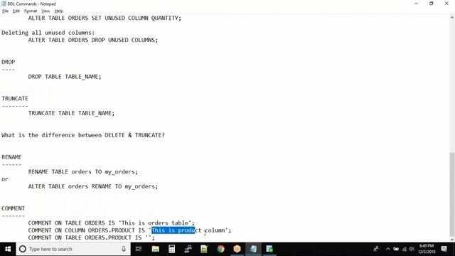 COMMENT on Table or Column (DDL Commands) | Oracle SQL fundamentals смотреть онлайн