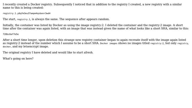 Unix & Linux: Docker process repeatedly restarting itself when I don't want it to смотреть онлайн