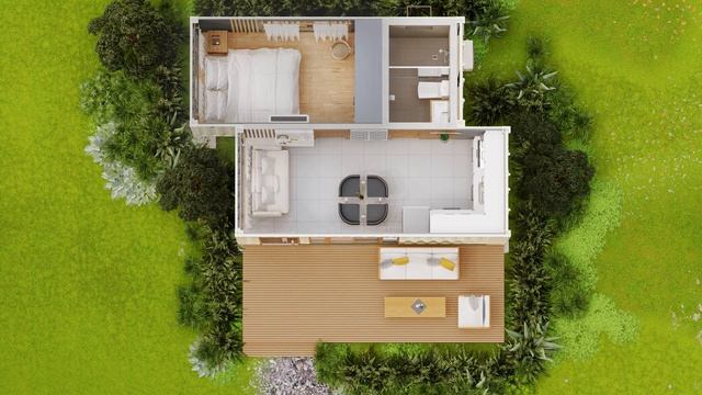 Tiny Shipping Container House (Simple Contemporary Design) / Using 2 - 20ft. Shipping Container смотреть онлайн