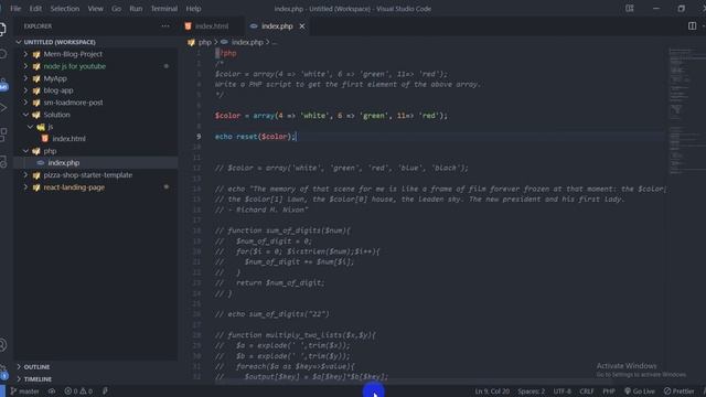 PHP - Exercises, Practice, Solution [ 20 ] get the first element