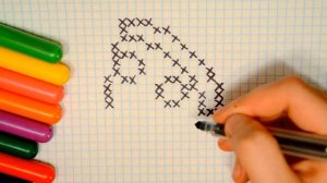 Простое рисование - рисуем по клеточкам крестиками пиццу