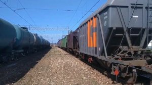 Встреча электровозов ВЛ11М-305/304А и ВЛ11-083/080Б с грузовыми поездами, ст. Киржач, БМО ж/д.