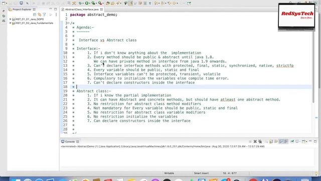 # 58 Abstract Class vs Interface in Java? | Abstract class vs Interface | Java | RedSysTech смотреть онлайн