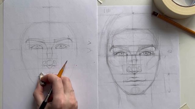 Как быстро нарисовать лицо человека карандашом. Схема портрета.Для начинающих.Продолжение урока-2 ч