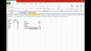 MS Excel sum, average, count, counta,countIf, if, max and min function