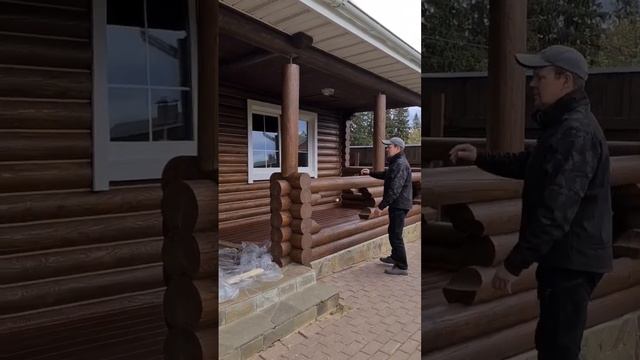 набили канатик на фасад бани #wood #отделка #деревянныйдом #ремонтбани #красимдом #красиммаслом