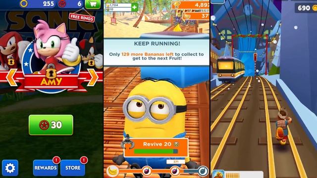 ИГРА Гадкий Я Миньоны Сабвей Серф Subway Surf Соник Даш Sonic Встреча Говорящих Друзей #Кот Часть 8