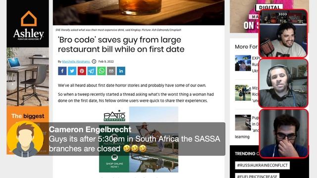 BRO CODE Saves guy from large restaurant bill while on FIRST date