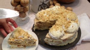 Удачный торт «Сенаторский» из орехового безе с песочными коржами и заварным кремом