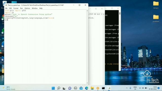 Text to Speech conversion using Python | Speech to Text using GTTS | Hi-Tech Institution