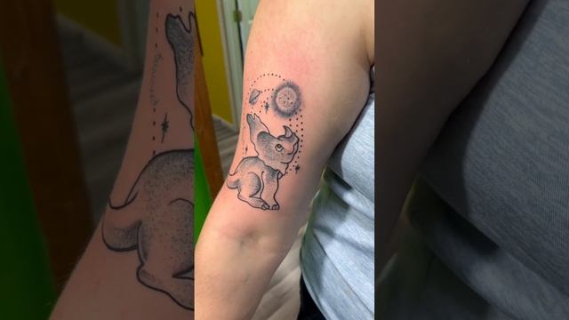 Cute little Dinosaur tattoo by Ian AshAlyn