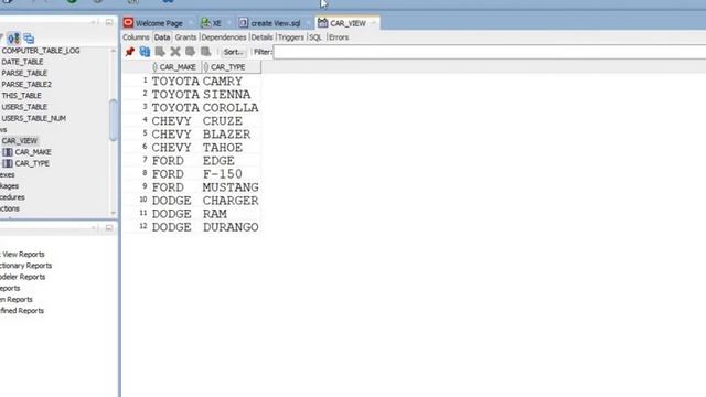 Create an Oracle View using Oracle SQL Developer or SQL Statement