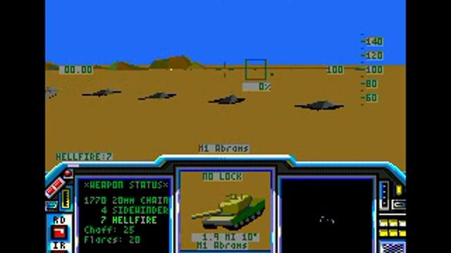 LHX Attack Helicopter, 1992 г., Sega Mega Drive. Демонстрация геймплея и трехмерной графики.