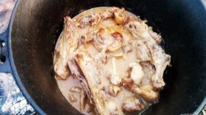 Гусь, тушенный кусочками с яблоками