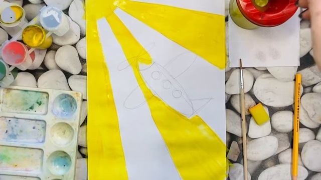 Рисование "Самолёт в небе". смотреть онлайн