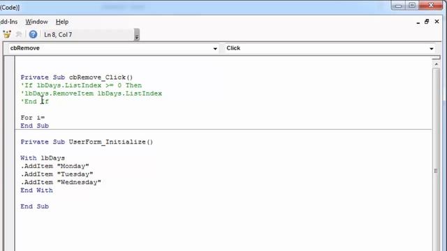 Excel VBA UserForm Listbox Remove Item (Multiselect)