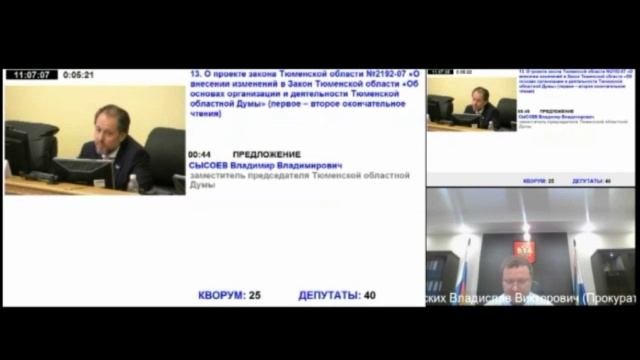 12 заседание Тюменской обалстной Думы VII созыва