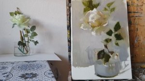 Роза. Живопись маслом. Как нарисовать розу.