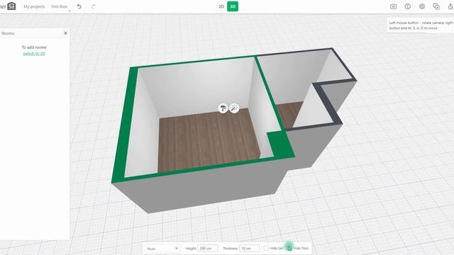 How to add a room and change wall dimensions | WEB platform | Planner 5d tutorial for beginners