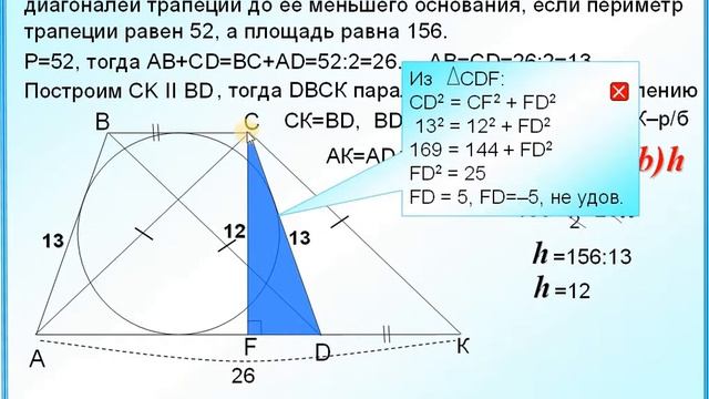 Задание 26  Описанная трапеция