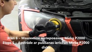 Процесс восстановления фар с нанесением нового слоя лака