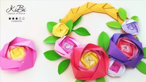 Оригами Декоративный венок с Розой из бумаги своими руками | DIY
