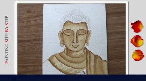 COFFEE PAINTING FOR BEGINNERS | HOW TO DRAW BUDDHA PAINTING EASY | BUDDHA PURNIMA VESAK DAY PAINTIN