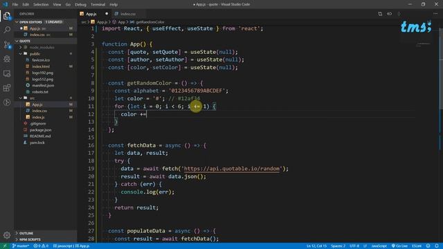 Random Quote Generator (React Hooks) - Part 4 | TMS | Sumeet Rohra смотреть онлайн