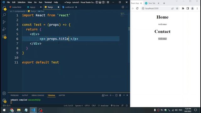 React JS tutorial ---6-- props смотреть онлайн