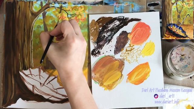 Рисуем гуашью осенний пейзаж с зонтом! Видео урок! #Dari_Art смотреть онлайн