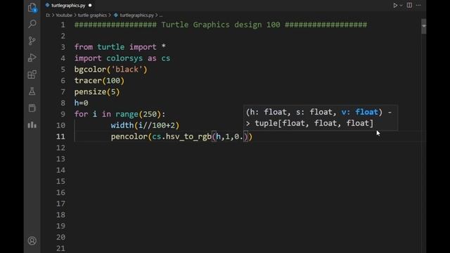 python turtle graphics tutorial || #design100  || Python graphics