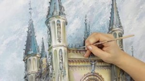Готическая капелла акриловыми красками.